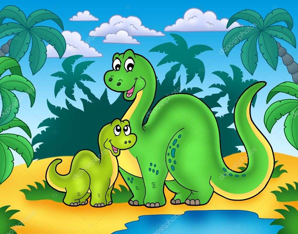 Семья динозавров онлайн-пазл