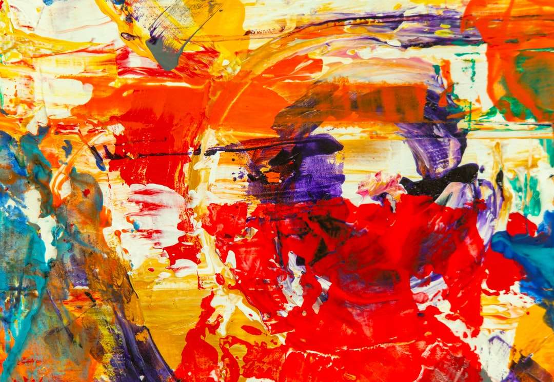 Červená žlutá a bílá abstraktní malba skládačky online