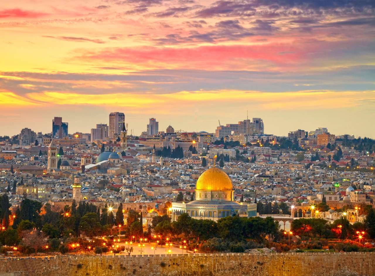 Utsikt mot Jerusalem gamla stad. Israel pussel på nätet