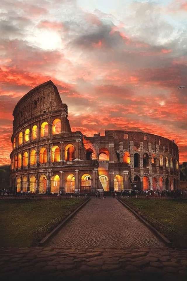 Colosseum på natten. pussel på nätet