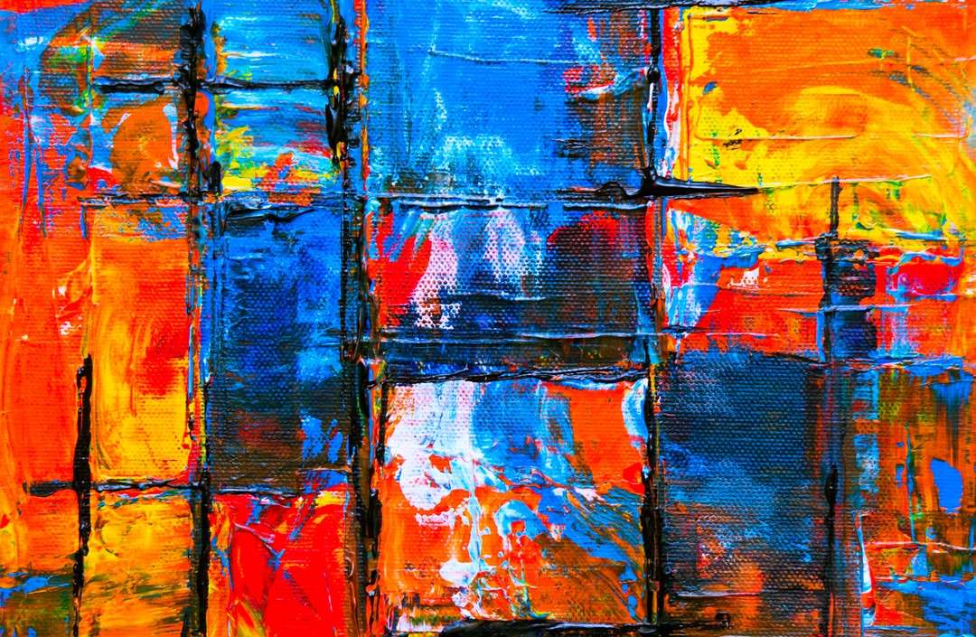 Pintura abstracta azul roja y negra rompecabezas en línea