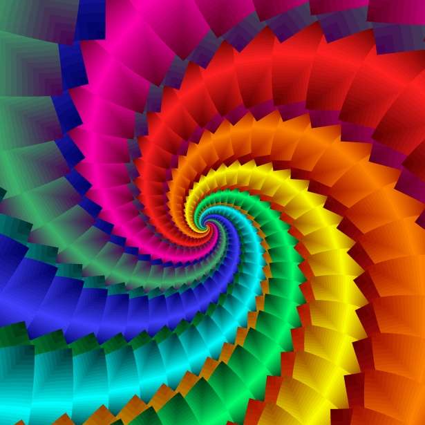 Компютърна графика - цветна спирала онлайн пъзел