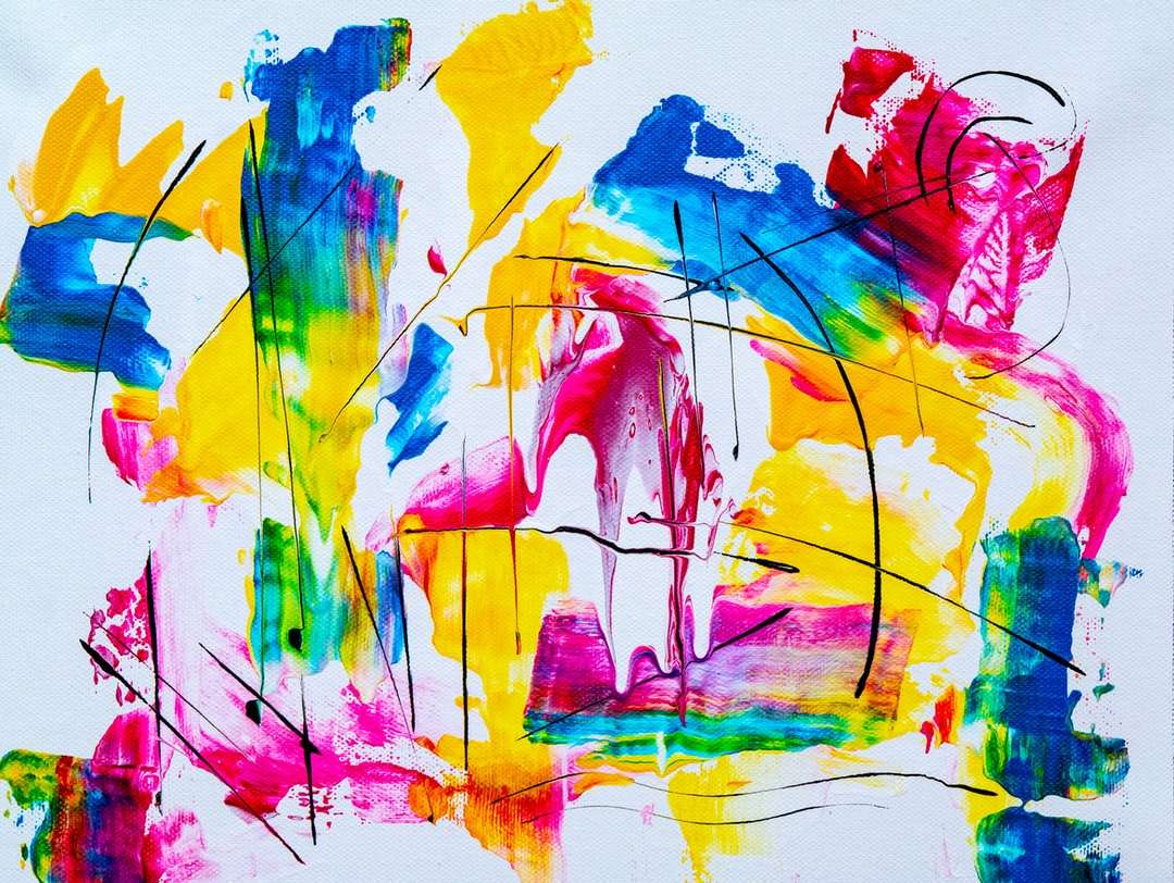 Асортирани цветови бои удари произведение на изкуството онлайн пъзел