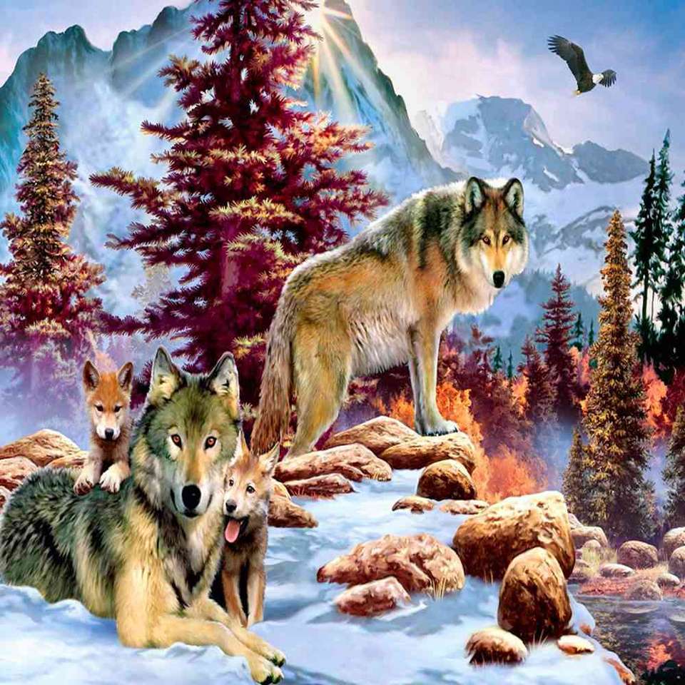 Loups dans les montagnes puzzle en ligne
