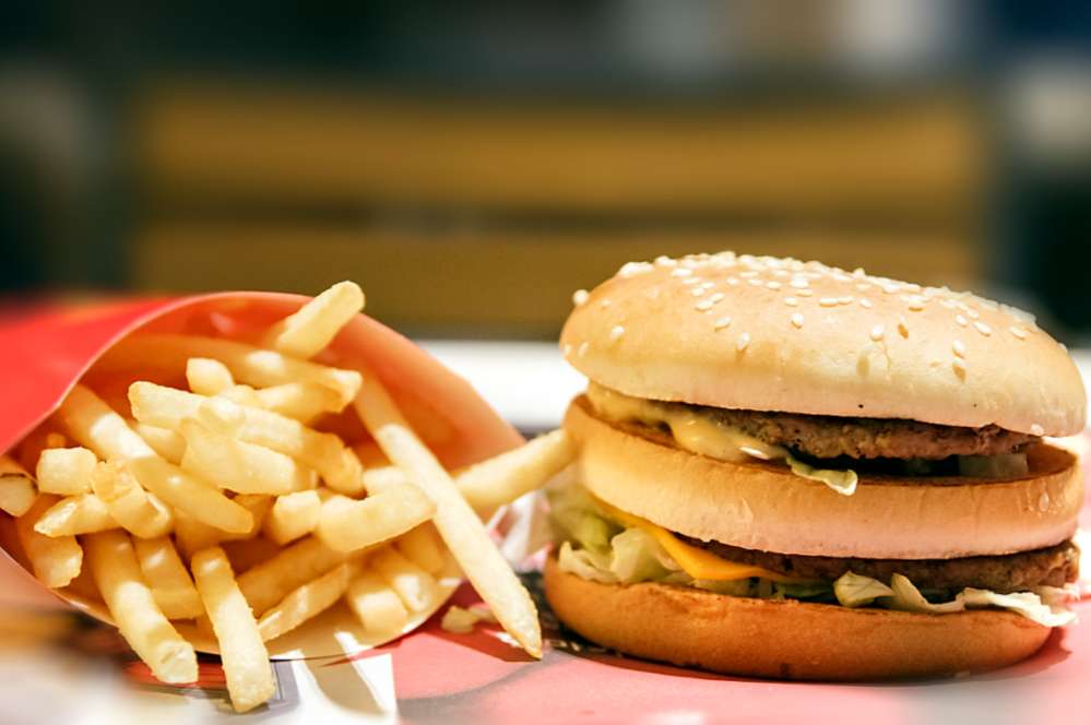 Un hamburger et des frites puzzle en ligne