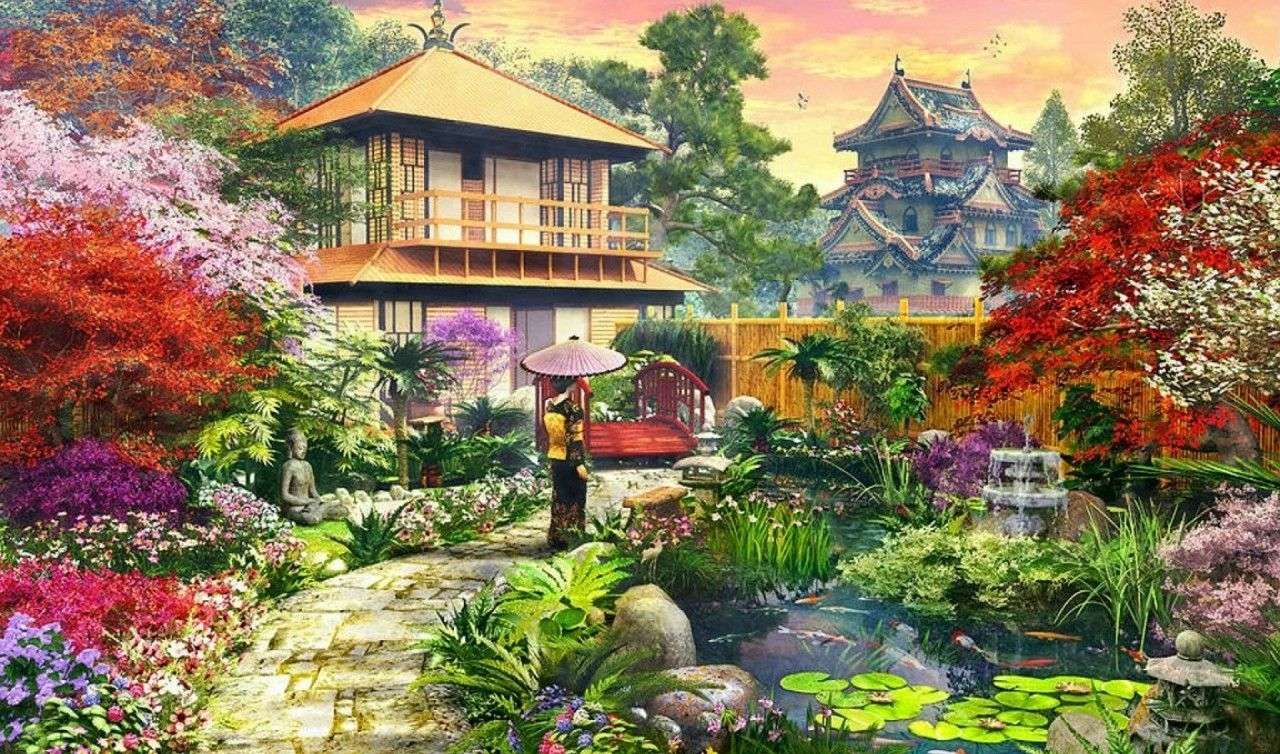 In de magische Japanse tuin legpuzzel online