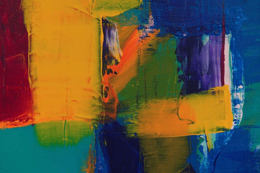 Pintura abstracta azul amarilla y roja rompecabezas en línea
