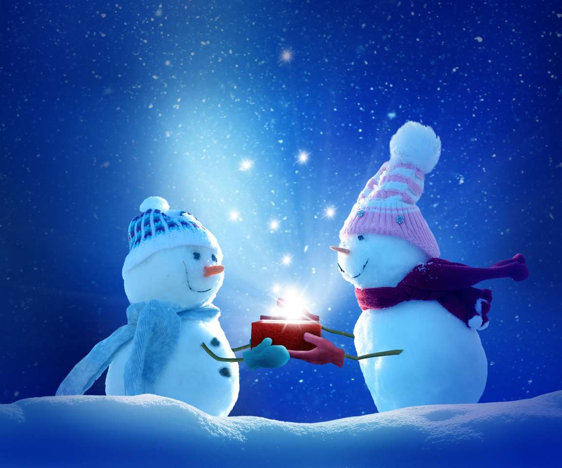Deux bonhomme de neige joyeux puzzle en ligne