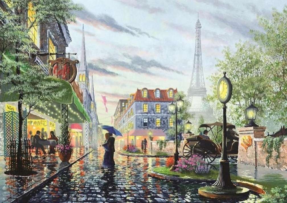Deštivá Paříž. skládačky online