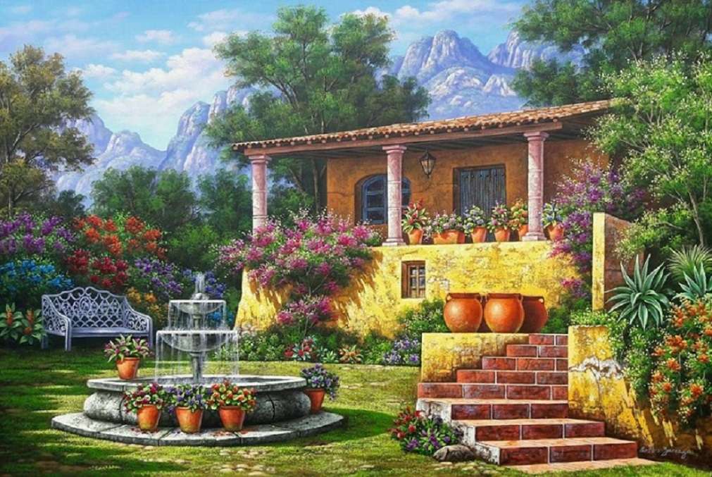 Huis in de bergen. legpuzzel online