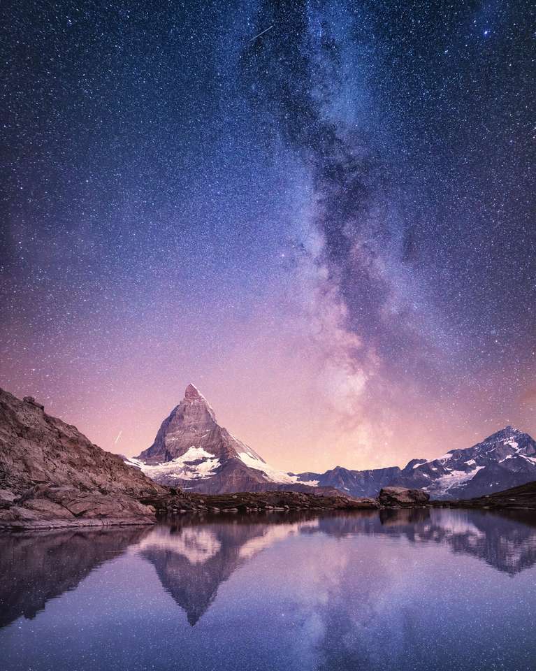 Matterhorn och Vintergatan pussel på nätet