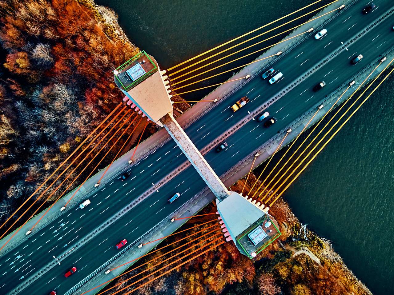 Мост Siekierkowski над река Висла онлайн пъзел