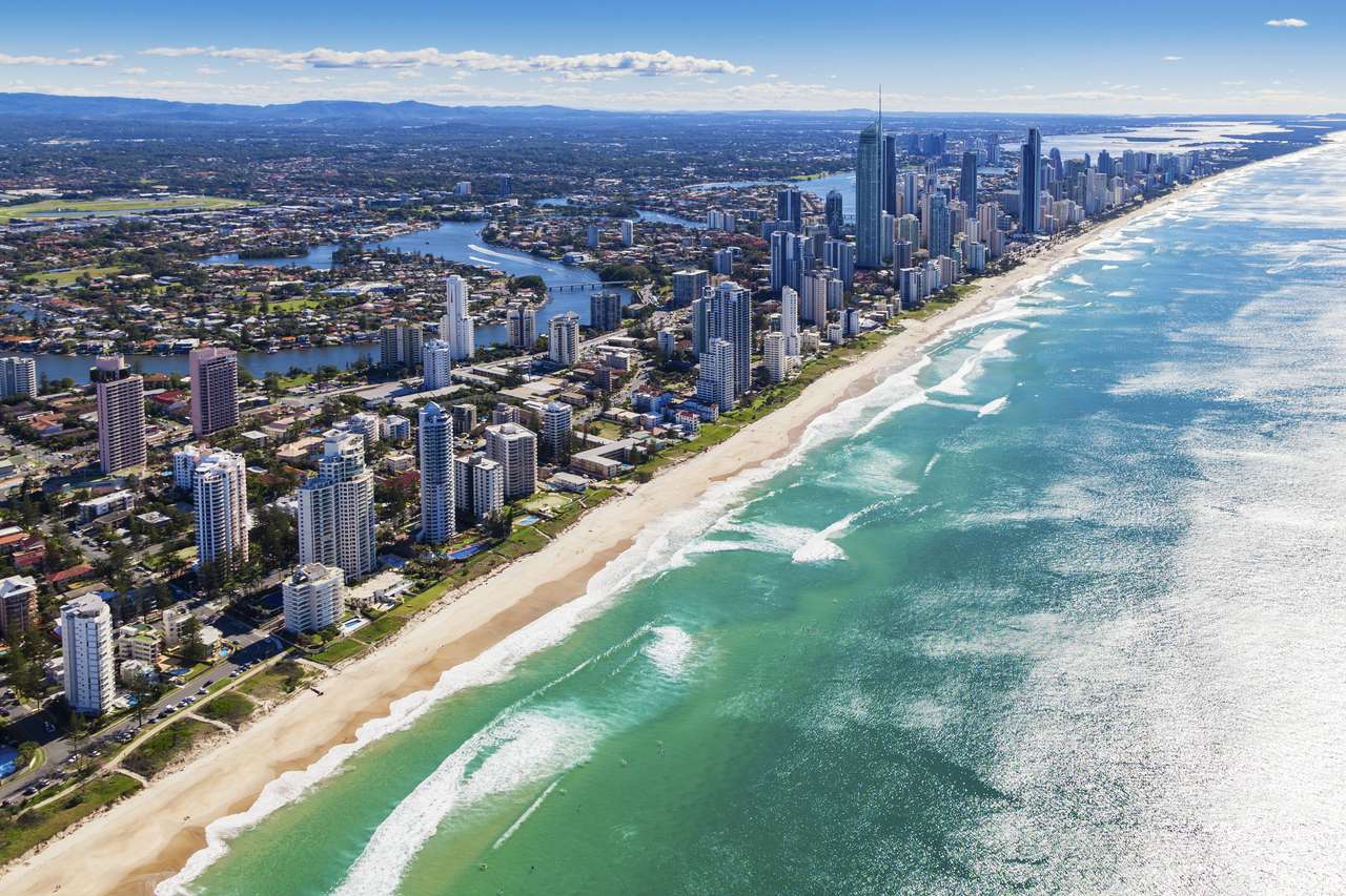 Flygfoto över guldkusten, Queensland, Australien pussel på nätet