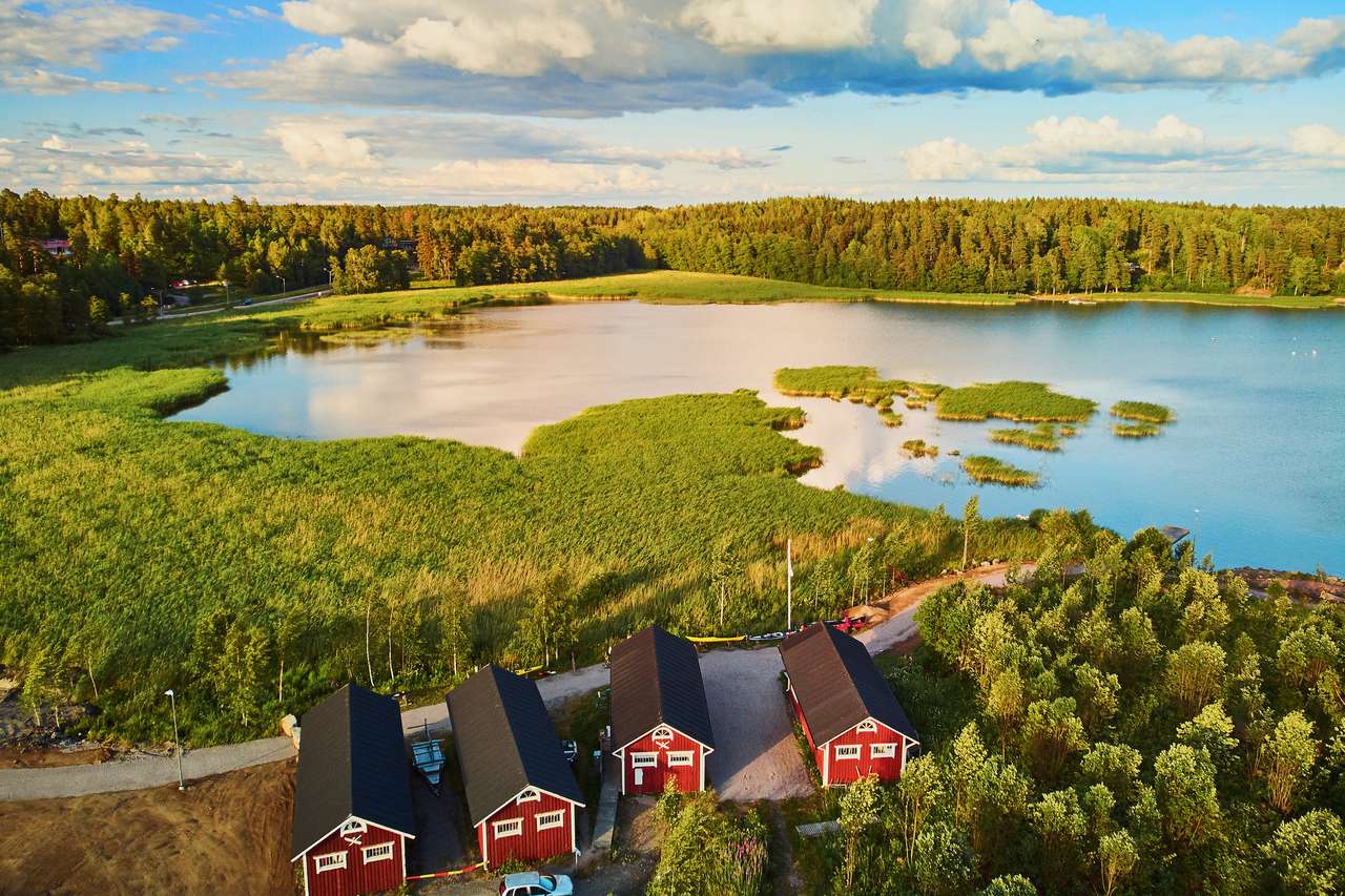 εξοχή της Φινλανδίας στο ηλιοβασίλεμα online παζλ