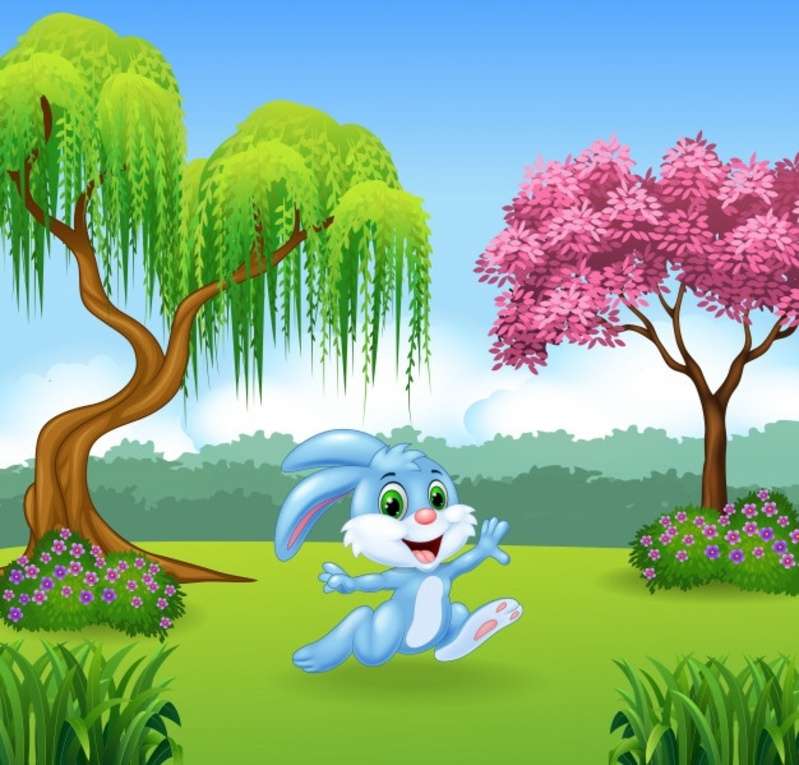 кролик в лесу онлайн-пазл