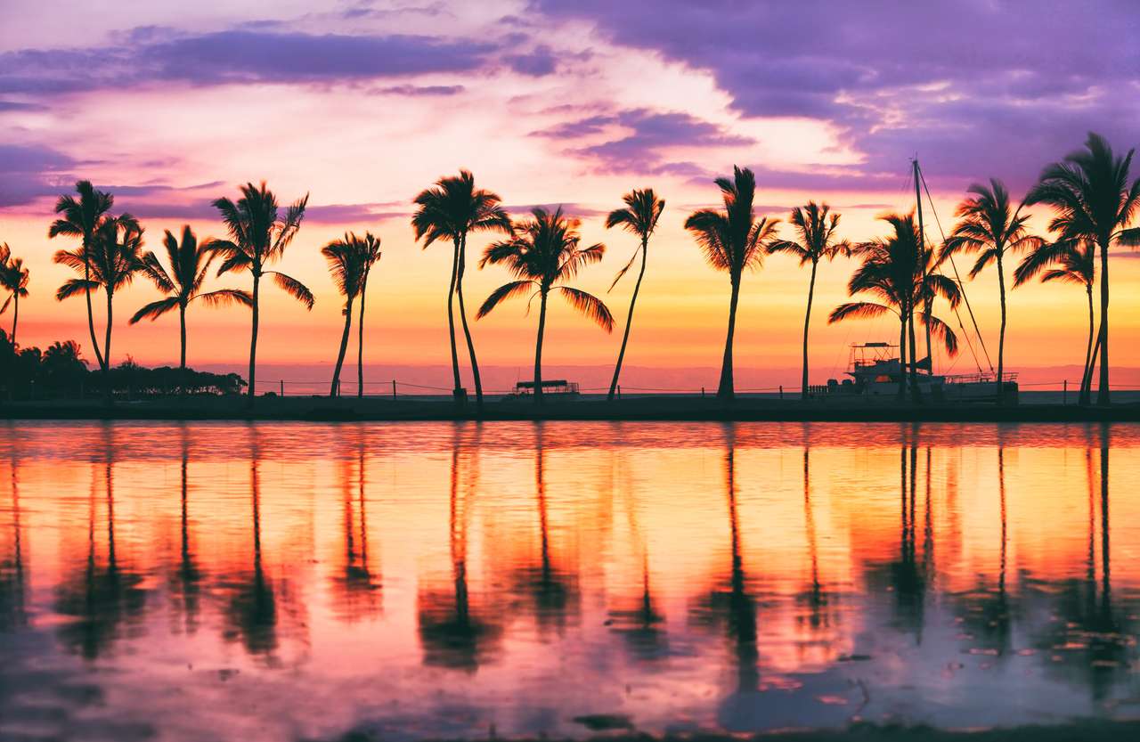 Pôr do sol na praia do Havaí puzzle online