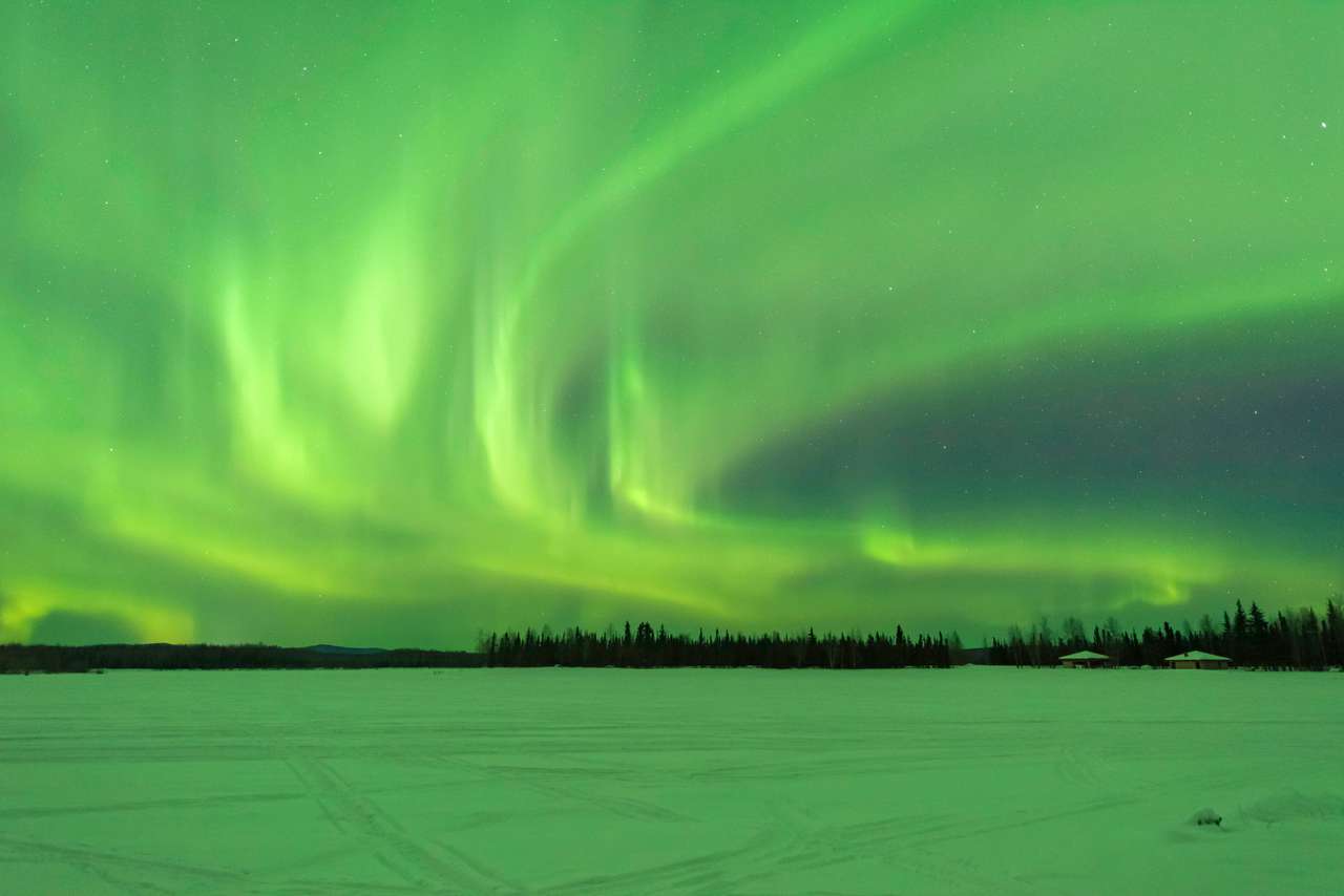 Aurora borealis an den Chena Lakes Online-Puzzle