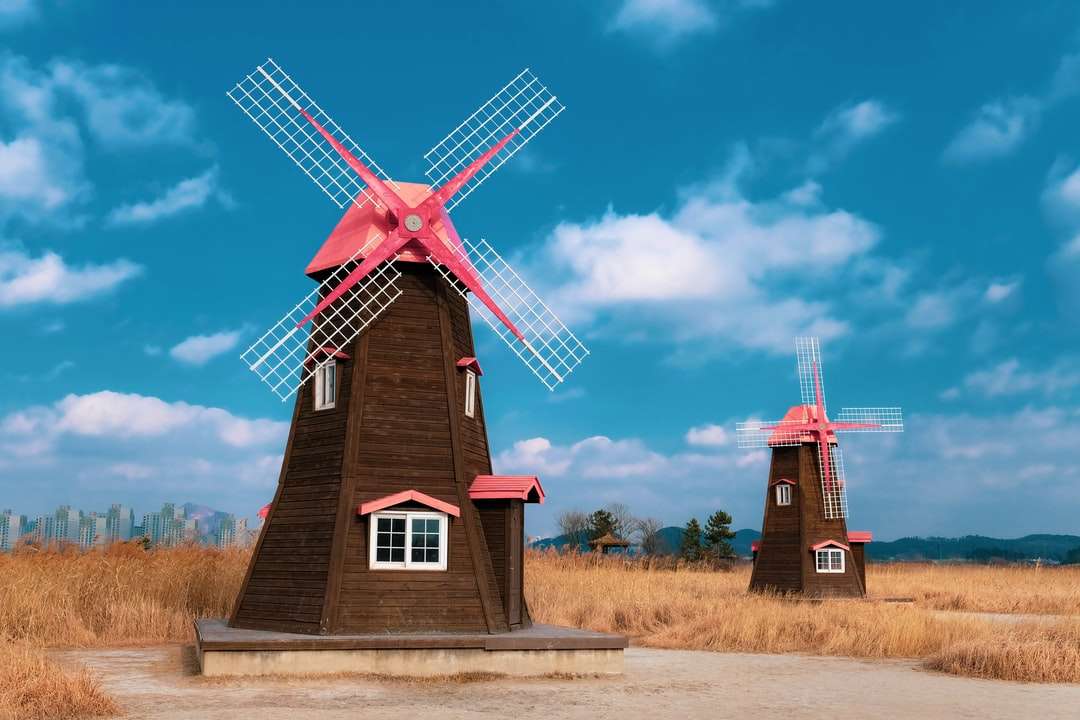 moinho de vento marrom e rosa puzzle online