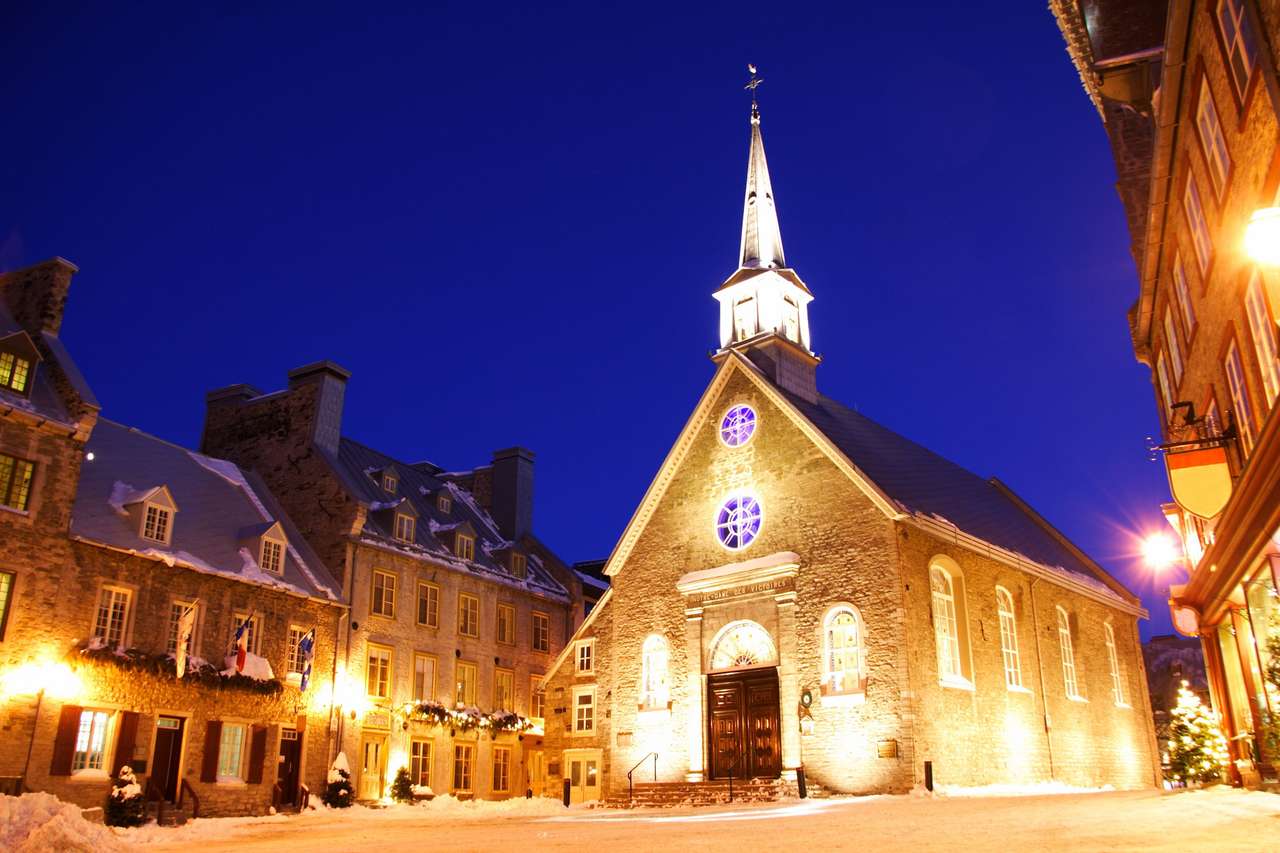 Die Kirche am Place Royale. Quebec, Kanada. Online-Puzzle