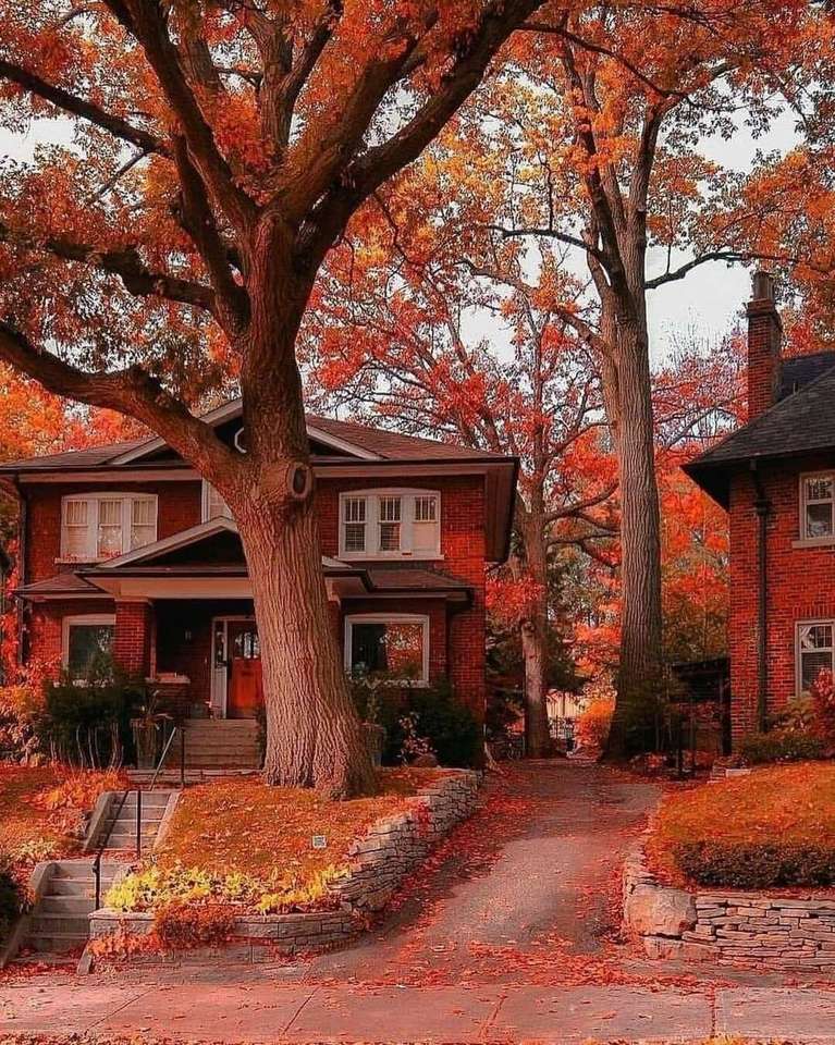 Strada d'autunno del New England puzzle online