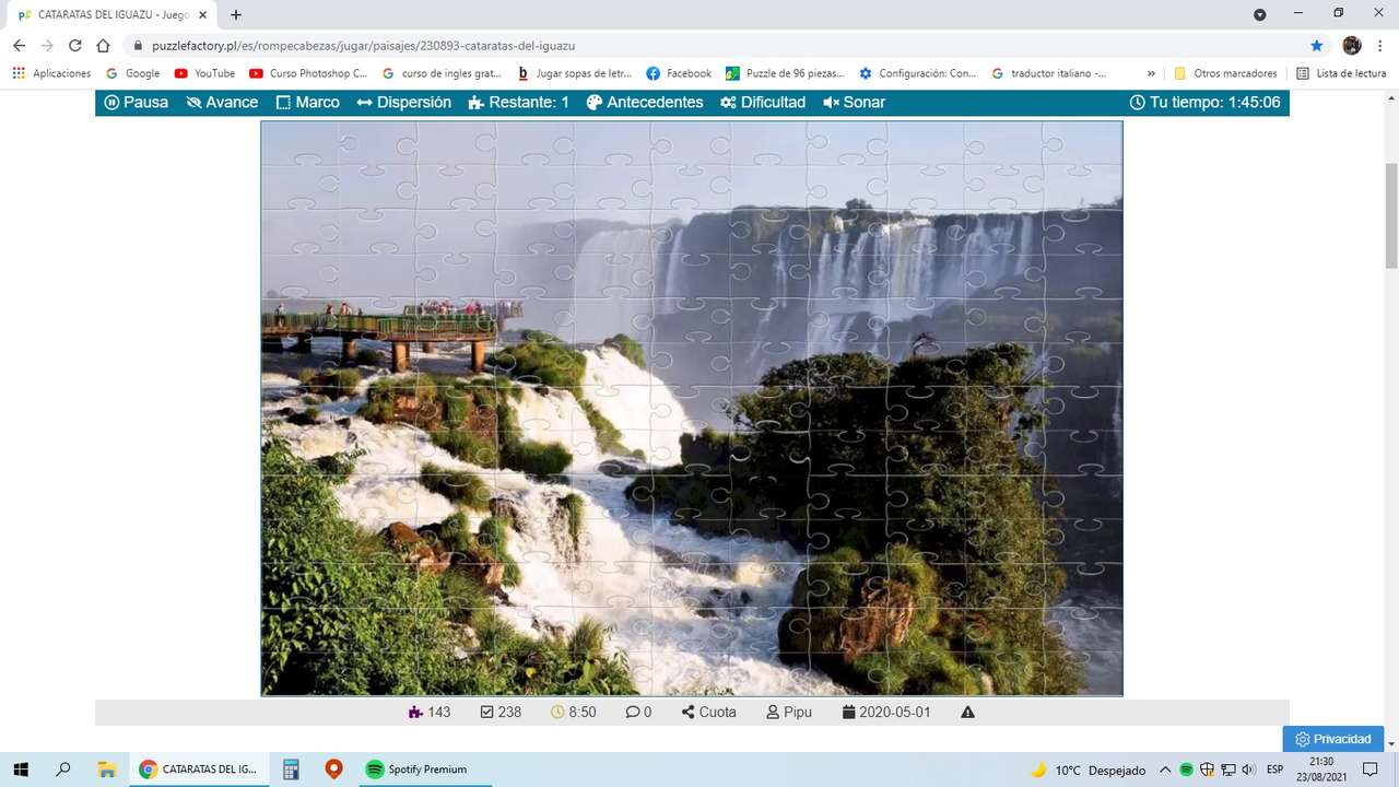 Iguazu waterfalls online puzzle