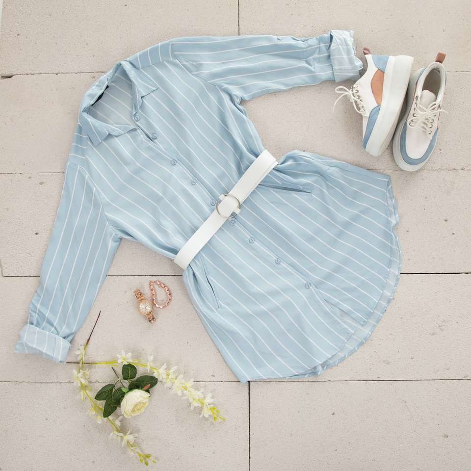 blauw en wit gestreept shirt met lange mouwen legpuzzel online