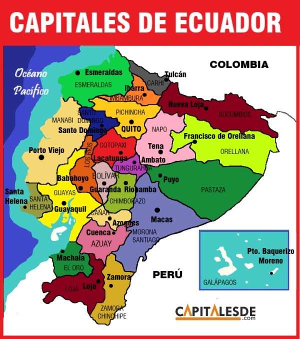 Провінції та столиці Еквадору онлайн пазл