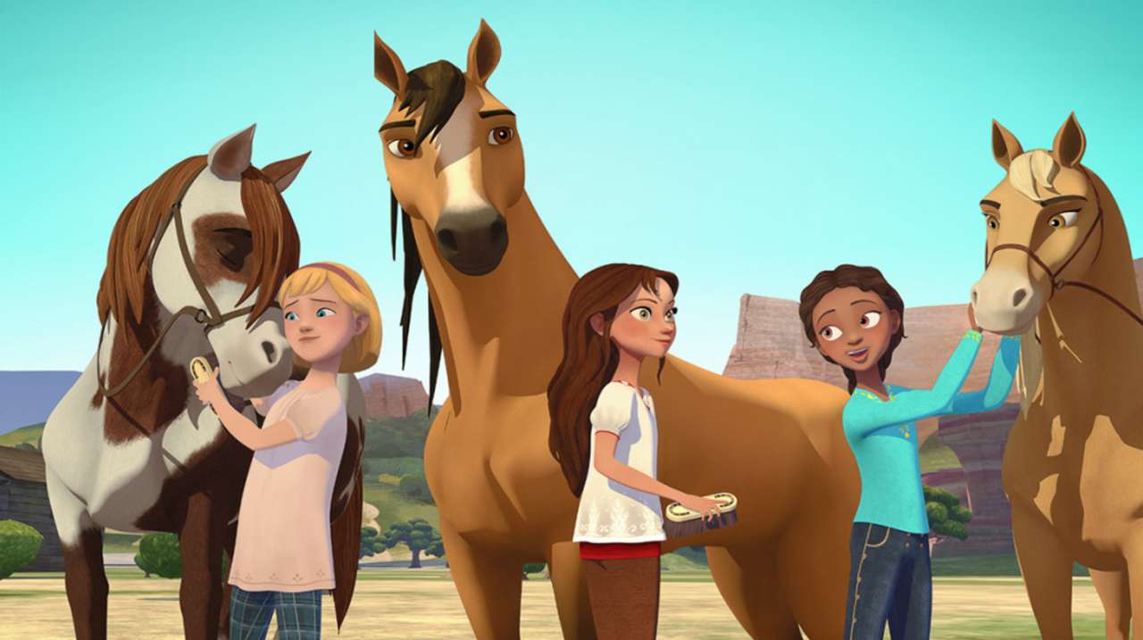 Três amigos e três cavalos quebra-cabeças online