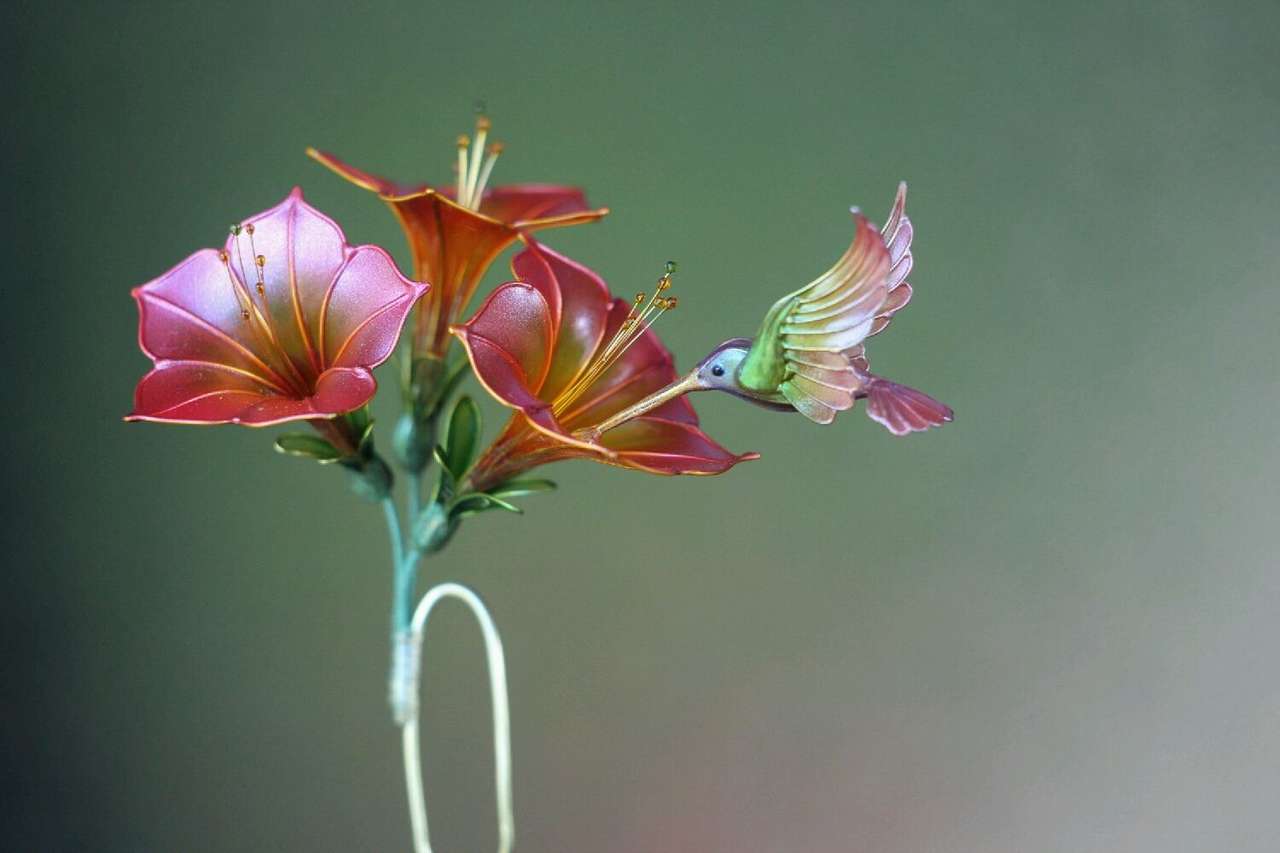 flores y colibríes rompecabezas en línea