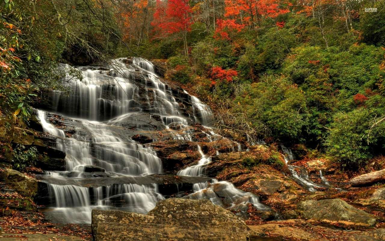 водопад в гората онлайн пъзел
