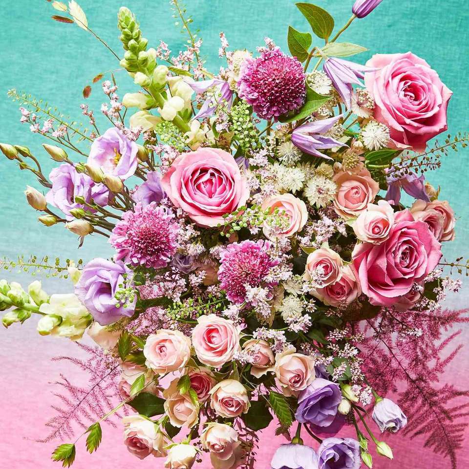 μπουκέτο ροζ λουλούδια παζλ online
