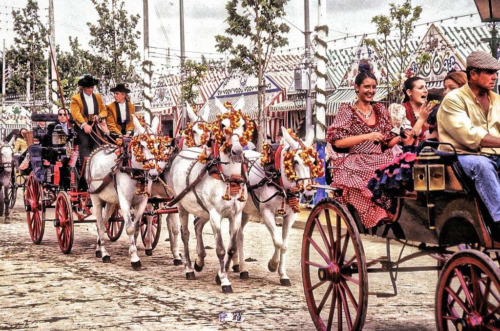 Jízda kočárem taženým koňmi v Seville online puzzle