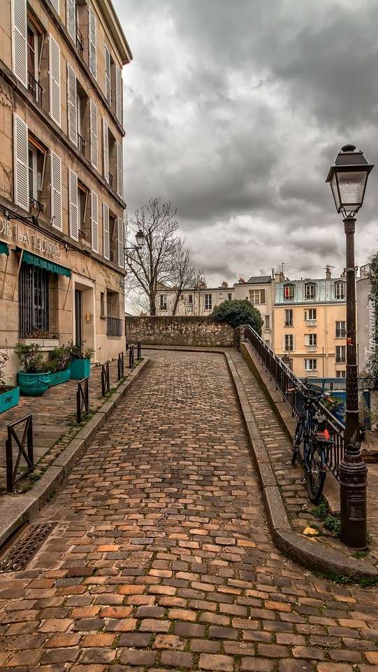 Calle adoquinada en París rompecabezas en línea