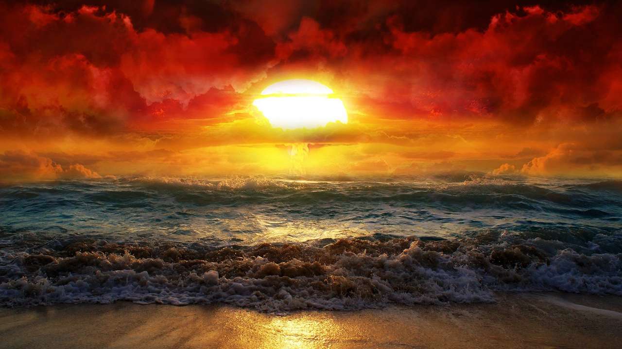 západ slunce na moři online puzzle