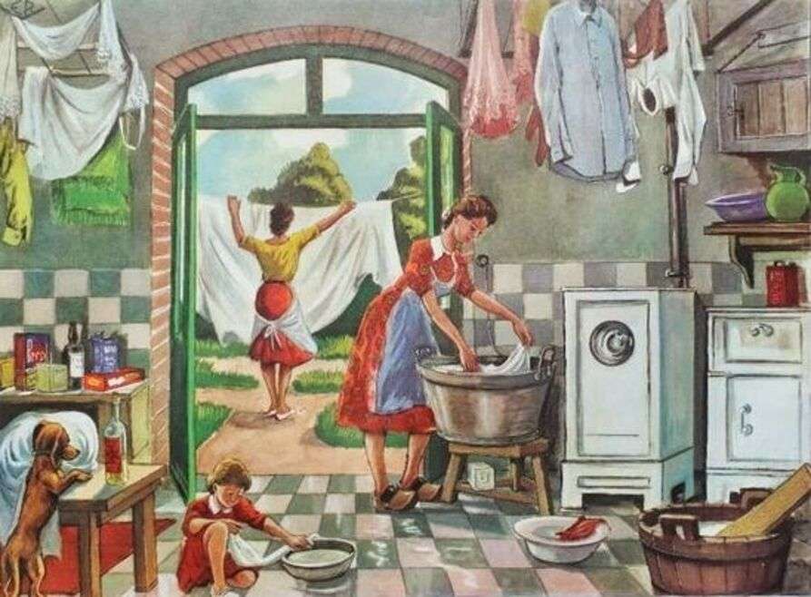 Lavandería en los años cincuenta. rompecabezas en línea