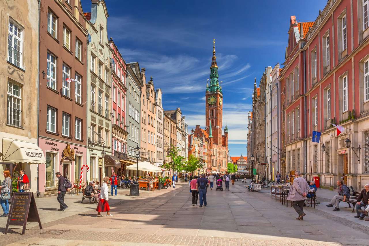 De Long Lane-straat in het oude centrum van Gdansk, Polen online puzzel