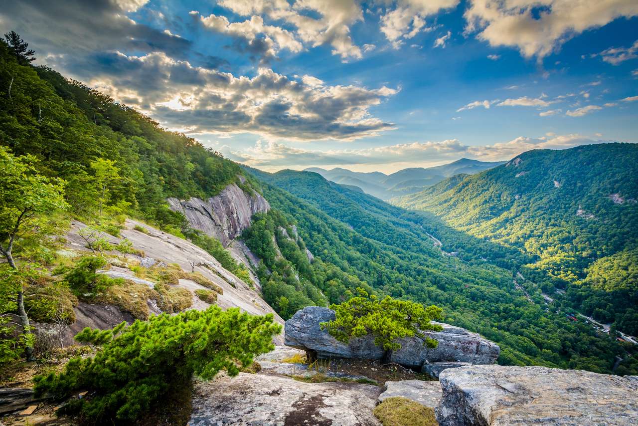 tramonto dal Chimney Rock State Park puzzle online