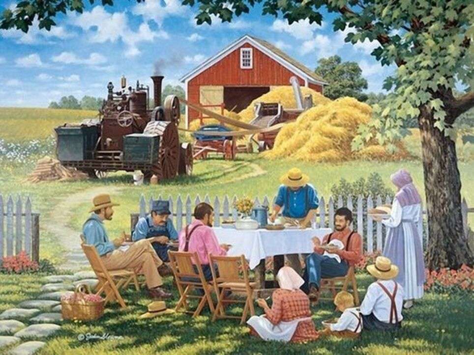 O masă de familie binemeritată, după muncă jigsaw puzzle online
