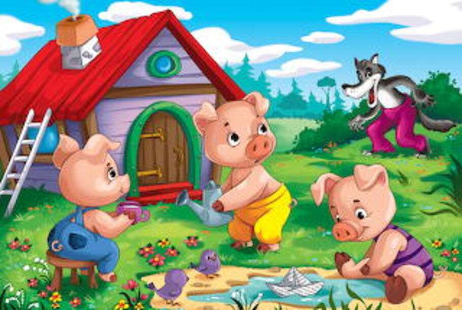 Trei porci mici văd lupul puzzle online