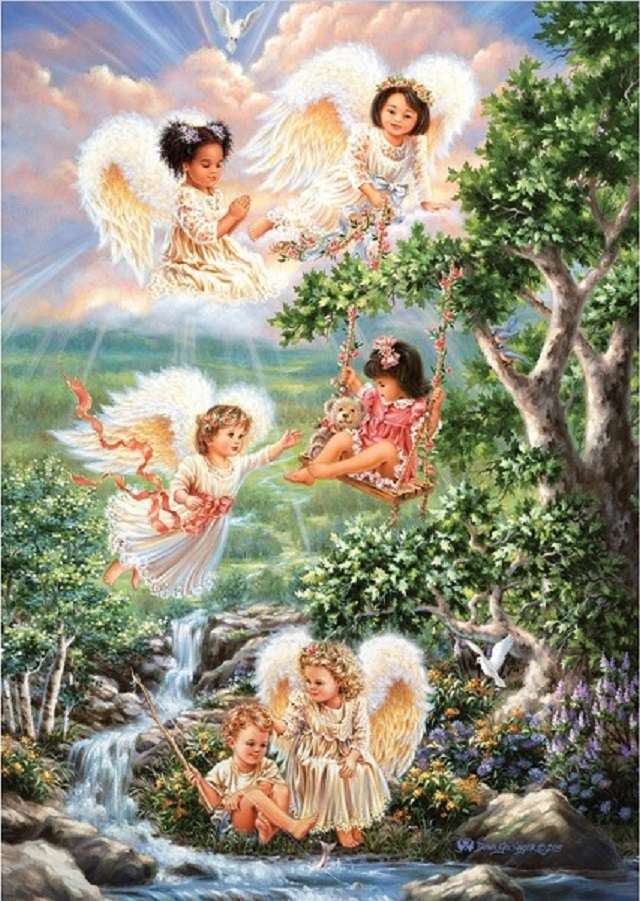 Пейзаж с ангелчета. онлайн пъзел