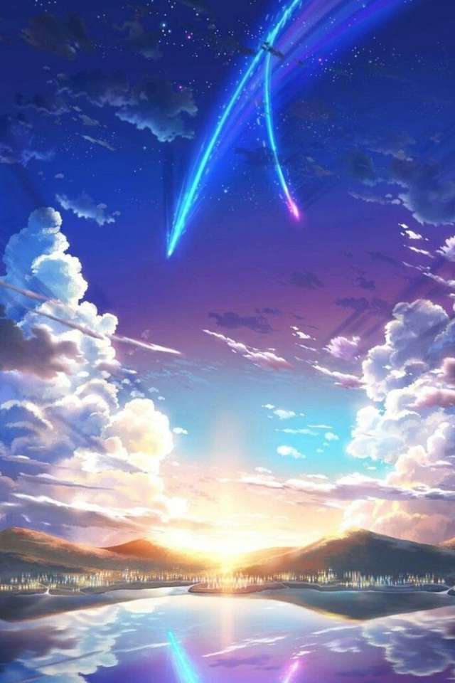 Komet och ett vackert landskap pussel på nätet