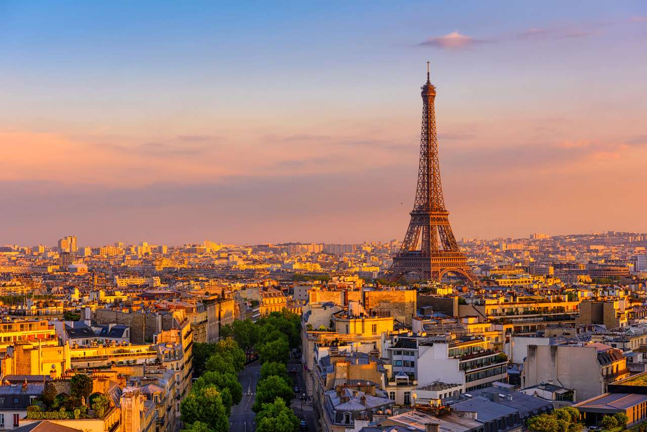 Horizonte de París con la Torre Eiffel en París rompecabezas en línea