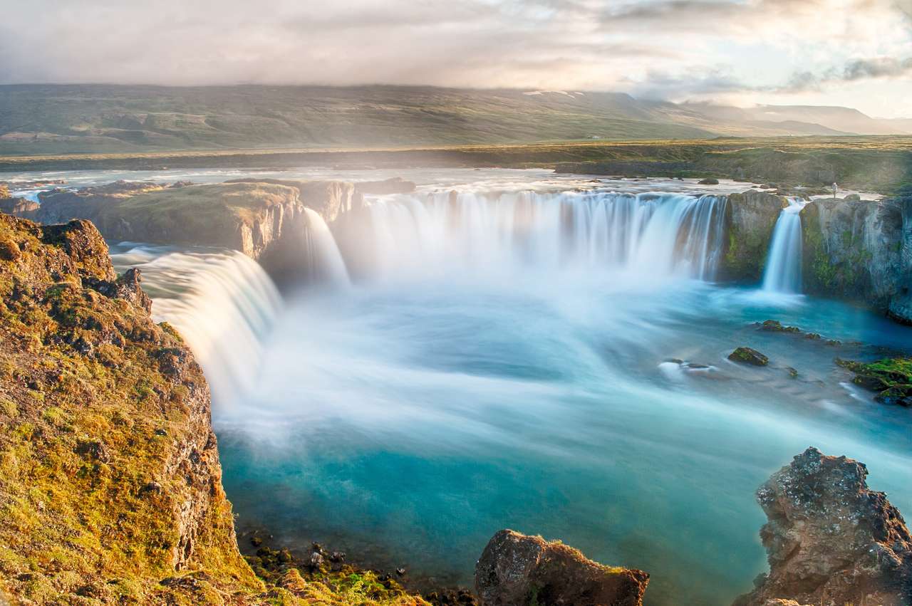Isländischer Wasserfall Godafoss Online-Puzzle