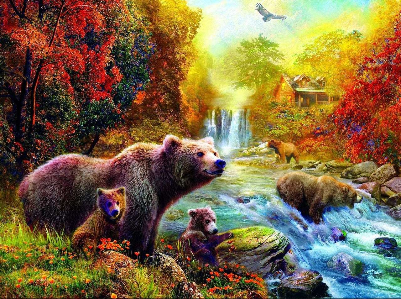 ursos pescando puzzle online