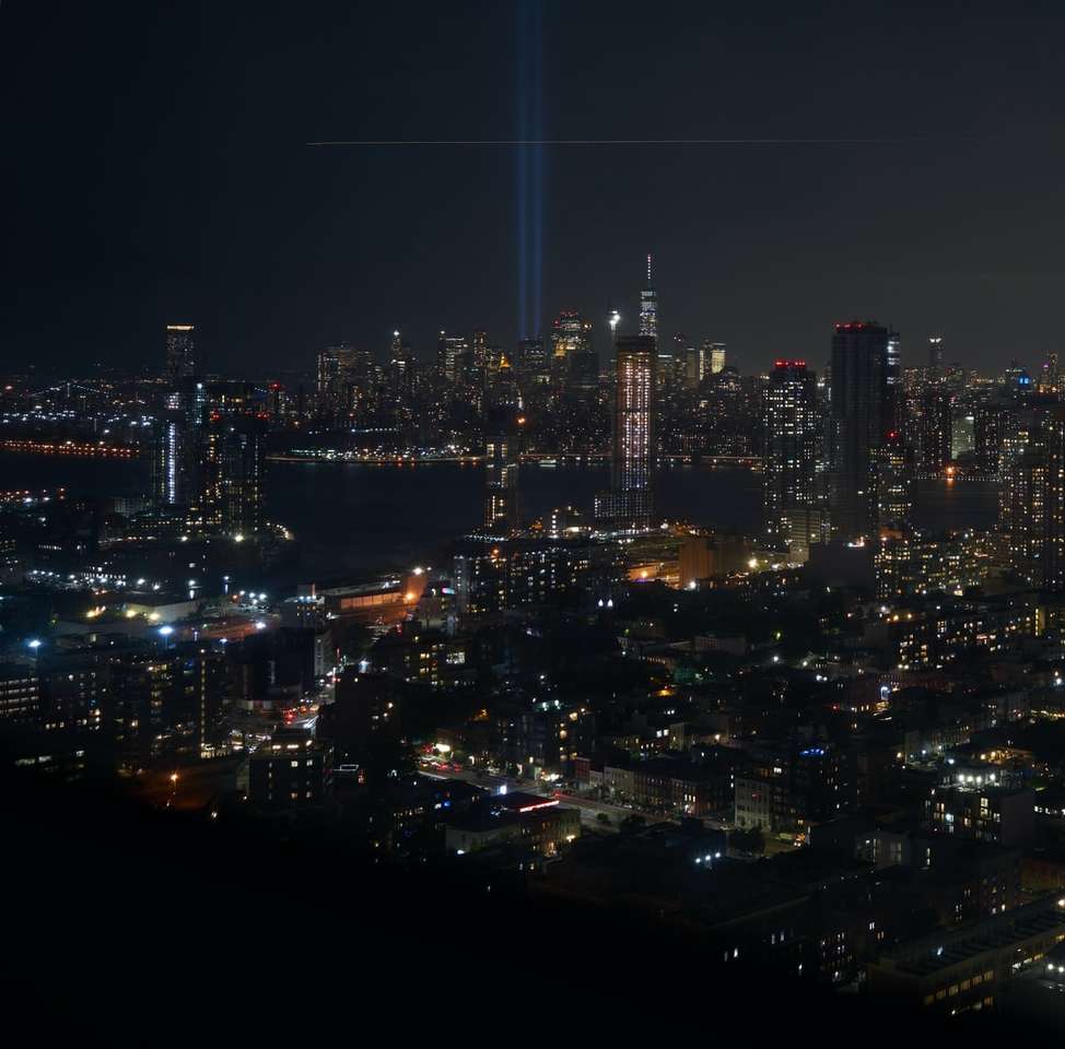panorama města v noční době online puzzle