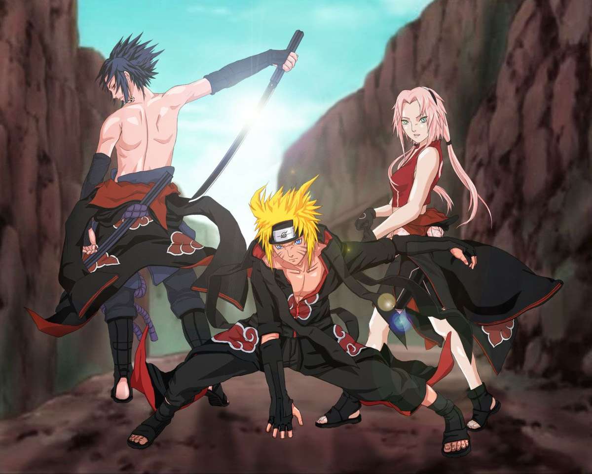 Naruto, Sasuke och Sakura Akatsuki Pussel online