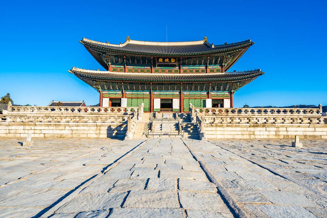 Дворецът Gyeongbokgung в Сеул, Южна Корея онлайн пъзел