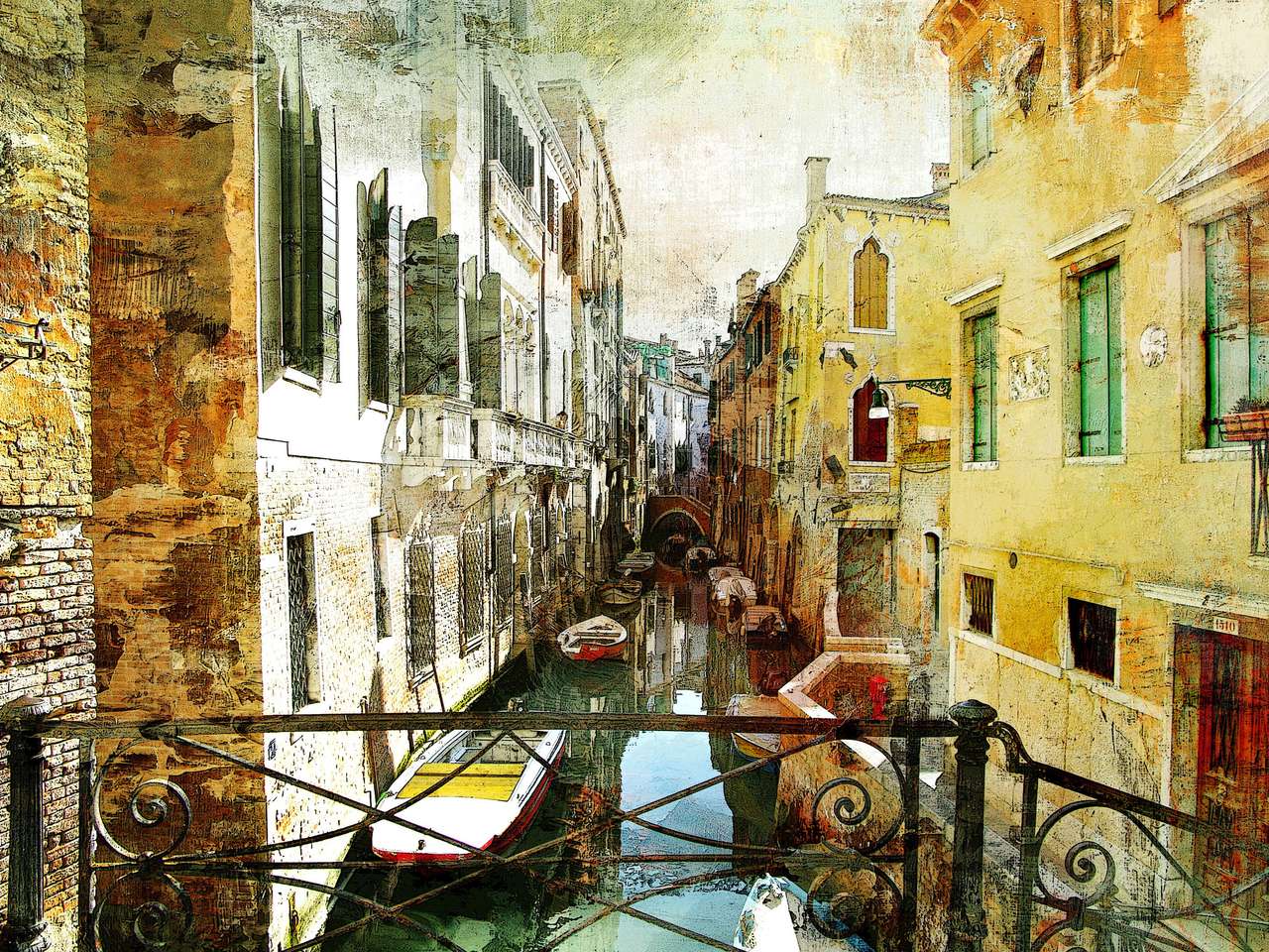 Венециански снимки - artwotk в живописен стил онлайн пъзел