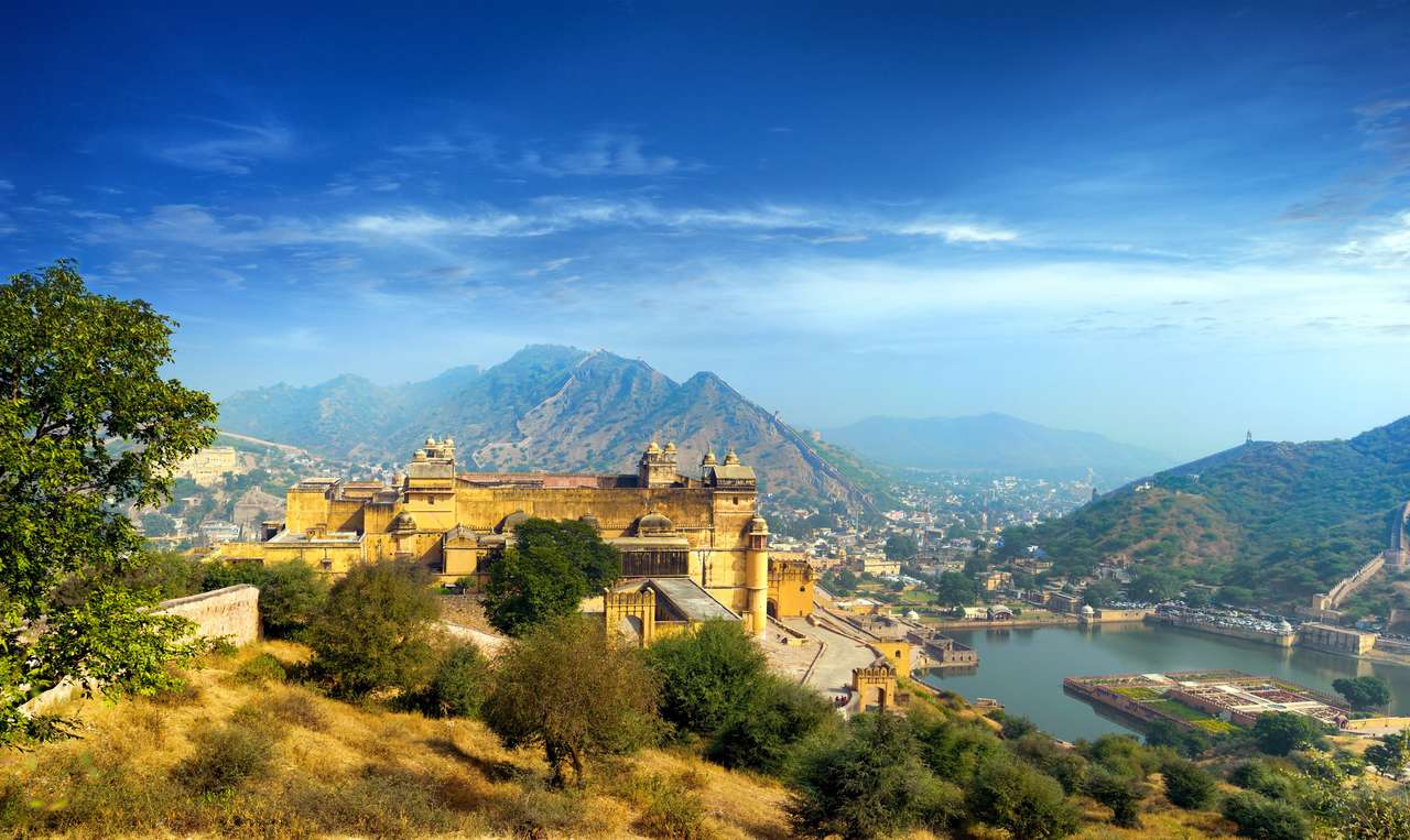 Ινδία Jaipur Amber fort στο Ρατζαστάν παζλ online