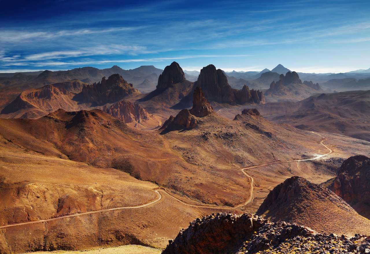 Saharská poušť, pohoří Hoggar, Alžírsko skládačky online